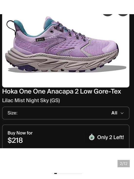 Hoka One One Shoes - Youth size 5.5, lady’s size 7.5 Hoka Anacapa 2 Low Gore-Tex